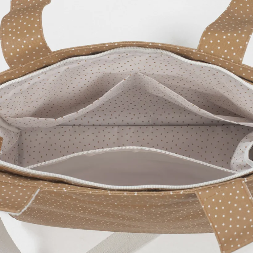 Sac à langer à pois Poppy cannelle + tapis