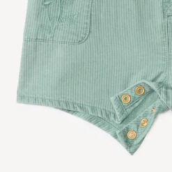 Salopette courte bébé fille en toile à broderie fleurie