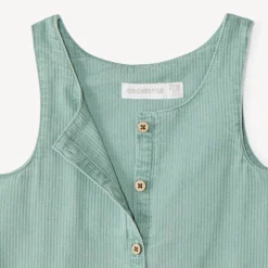 Salopette courte bébé fille en toile à broderie fleurie