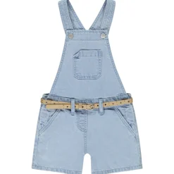 Salopette courte en jean avec ceinture ajourée pour fille