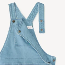 Salopette courte en jean style workwear avec broderie palmier pour bébé garçon
