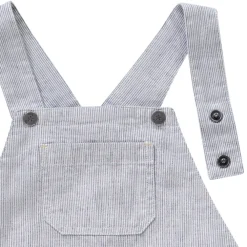 Salopette courte en toile à fines rayures pour bébé garçon