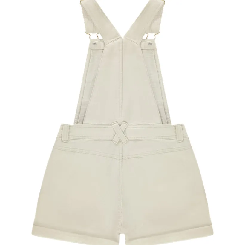 Salopette courte en toile unie pour fille