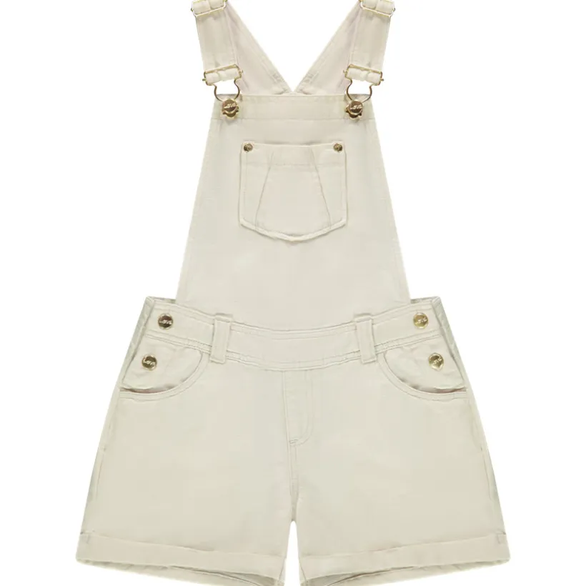 Salopette courte en toile unie pour fille