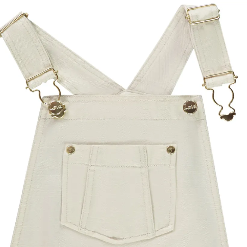 Salopette courte en toile unie pour fille