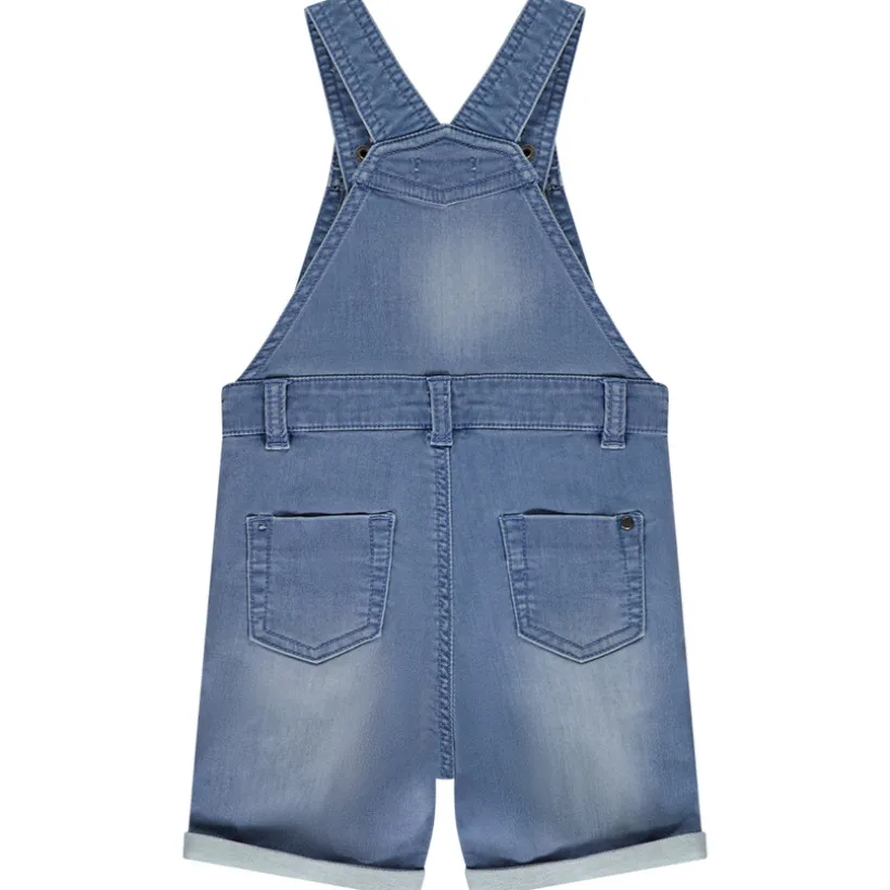 Salopette courte uni en denim pour bébé garçon