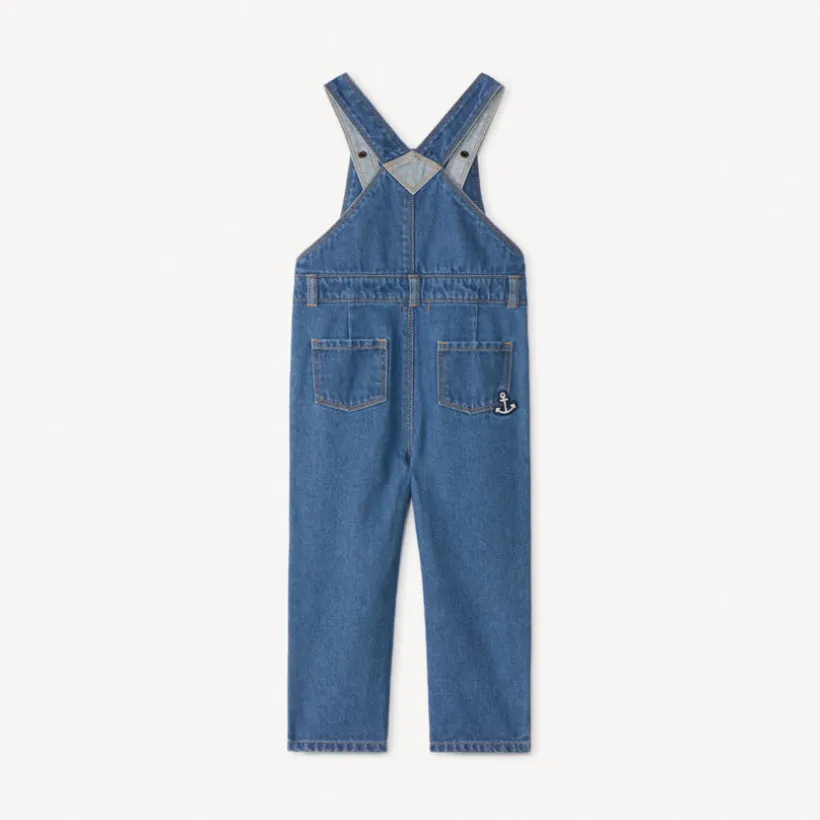 Salopette longue en jean motif baleine pour bébé garçon