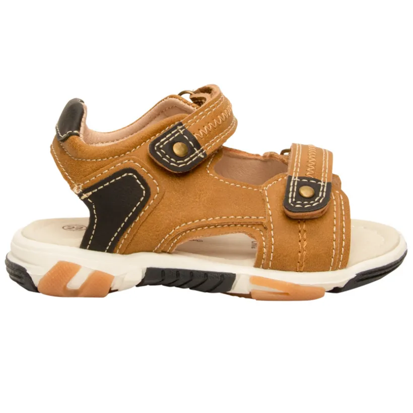 Sandale camel à double velcros pour bébé garçon