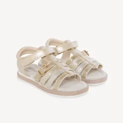 Sandales à brides dorées à paillettes avec boucle pour fille