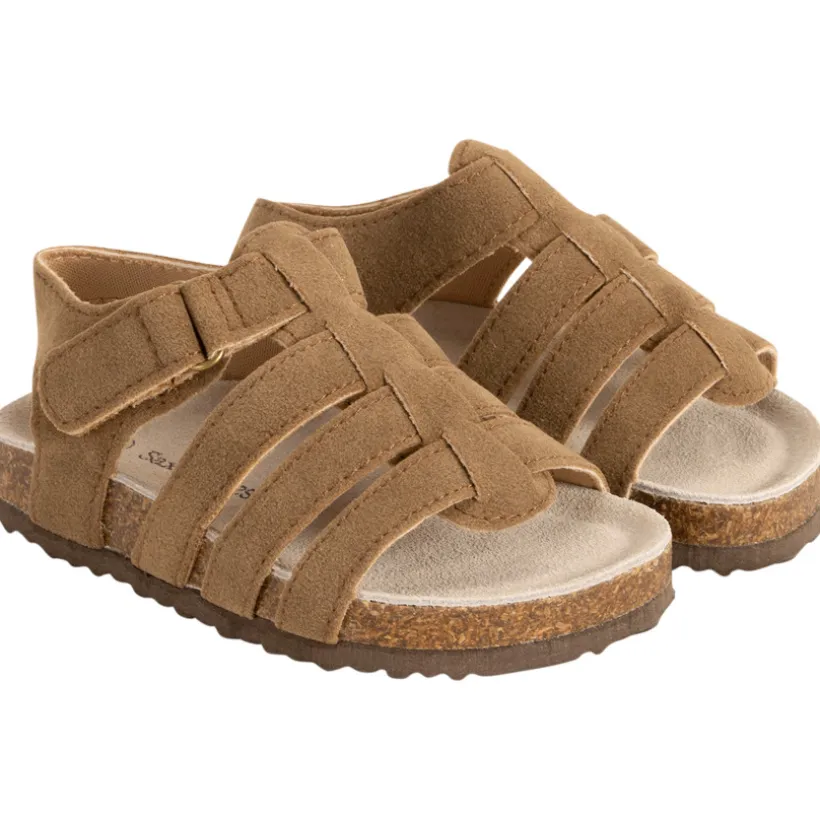 Sandales à brides marron effet daim pour bébé