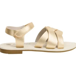 Sandales dorées à larges brides croisées pour fille