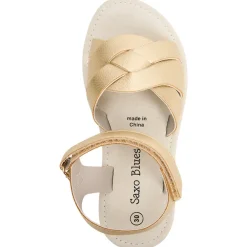 Sandales dorées à larges brides croisées pour fille