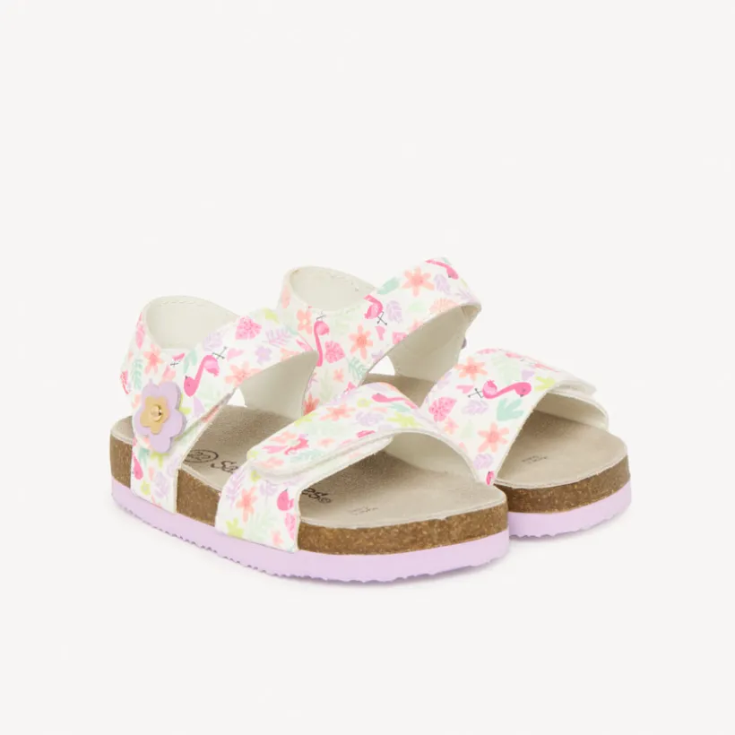 Sandales à double scratch imprimé floral pour bébé fille