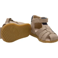 Sandales en cuir montants à empiècements contrastés