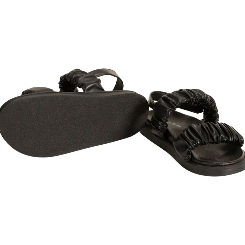 Sandales en simili cuir à grosses brides effet plissé pour fille