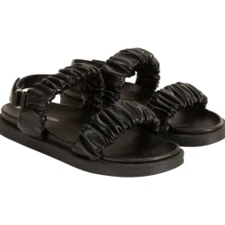 Sandales en simili cuir à grosses brides effet plissé pour fille
