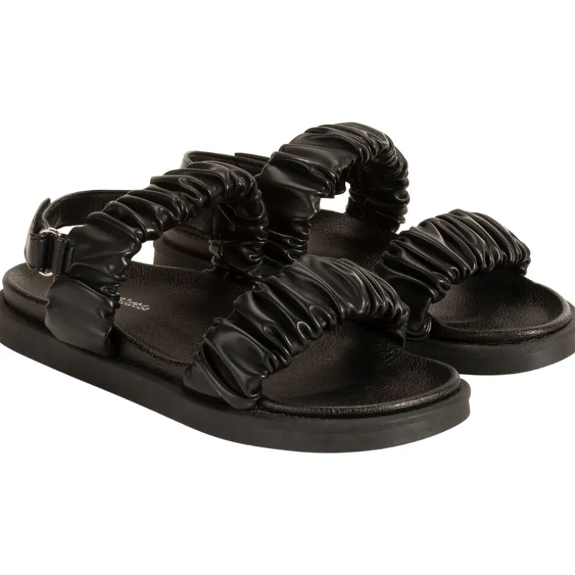 Sandales en simili cuir à grosses brides effet plissé pour fille