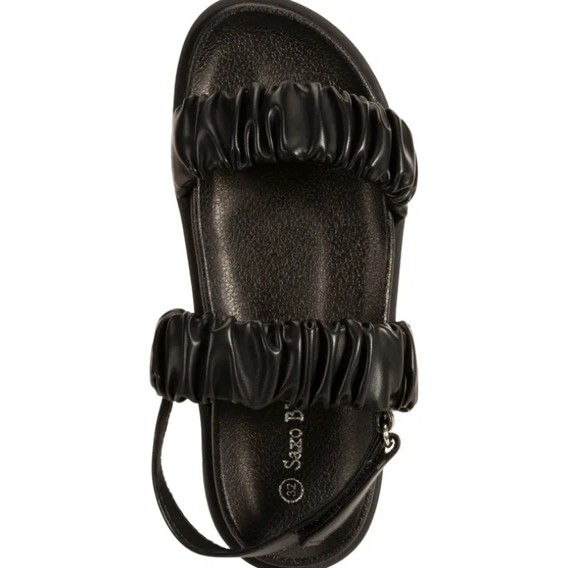 Sandales en simili cuir à grosses brides effet plissé pour fille
