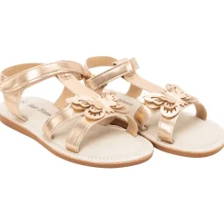 Sandales ouvertes roses et dorées avec patch papillon pour fille