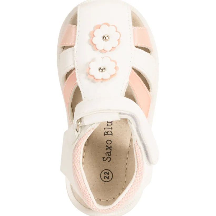 Sandales velcro bicolores à fleurs pour bébé fille