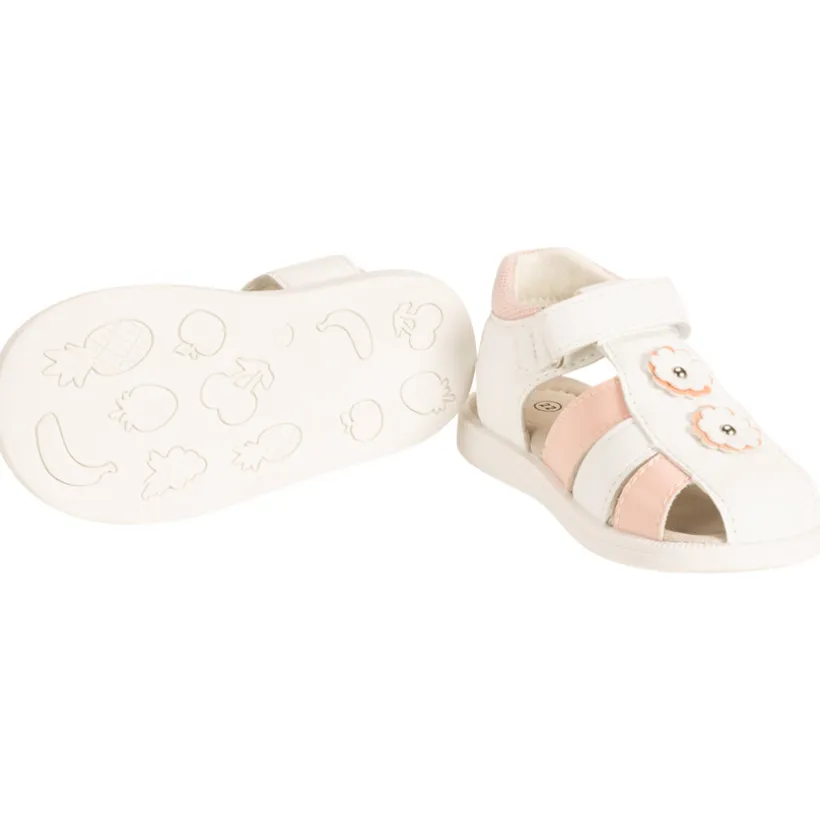 Sandales velcro bicolores à fleurs pour bébé fille