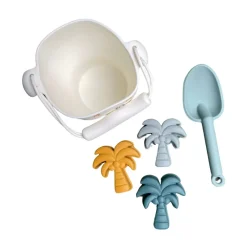 Seau de plage avec pelle et 3 moules en silicone Jungle