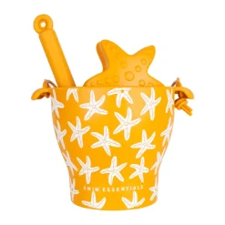 Seau de plage avec pelle et 3 moules en silicone Étoiles de mer
