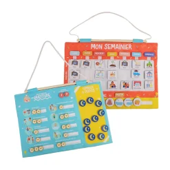 Semainier et tableau de gratitude en tissu Montessori