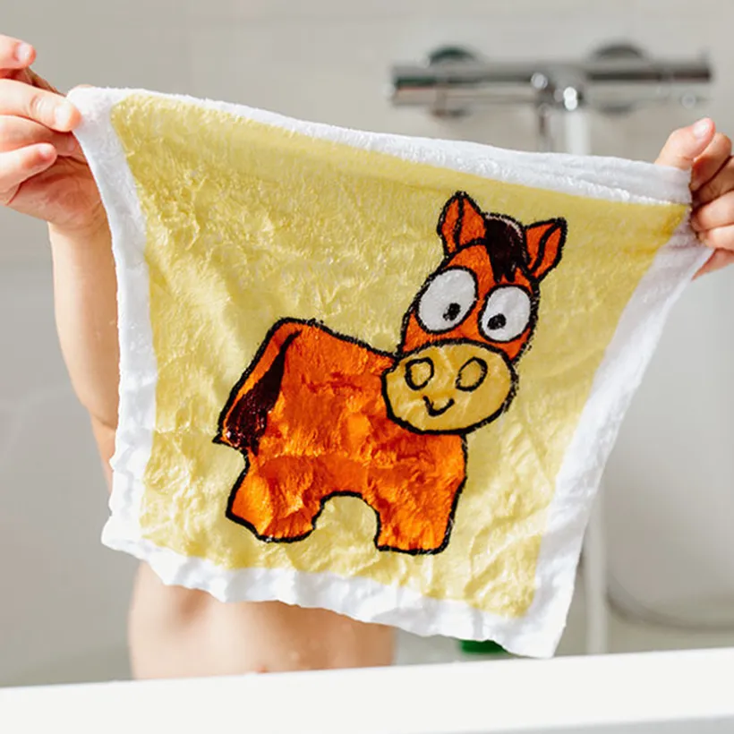 Serviette de bain comprimée 30 x 30 cm cheval