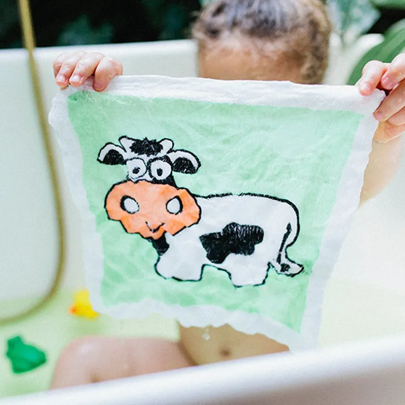 Serviette de bain comprimée 30 x 30 cm vache