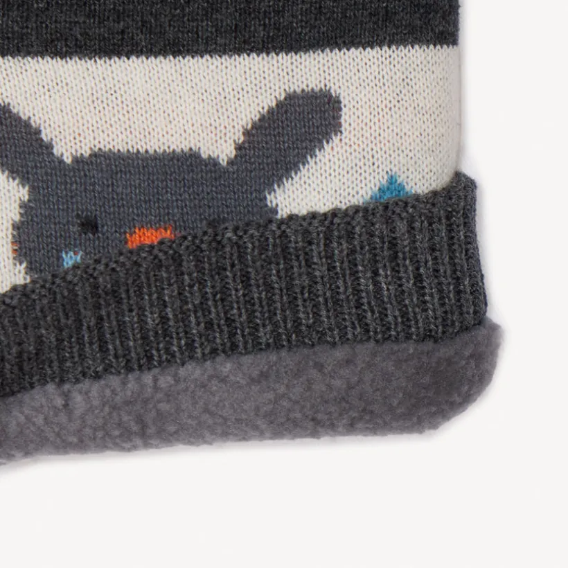 Set bonnet ludique + snood en jacquard pour bébé garçon
