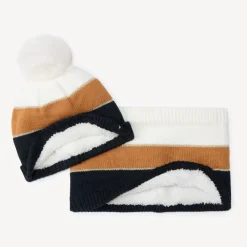 Set bonnet + snood en tricot colorblock pour fille