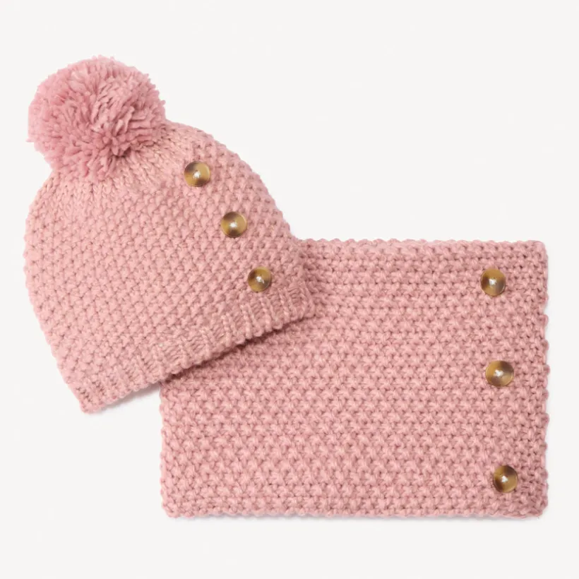 Set bonnet + snood en tricot et sherpa pour fille
