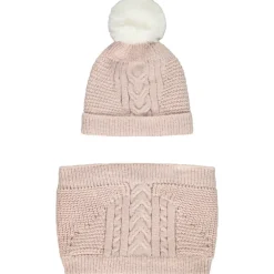 Set bonnet + snood en tricot fantaisie pour fille