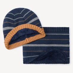 Set bonnet + snood en tricot jacquard pour garçon