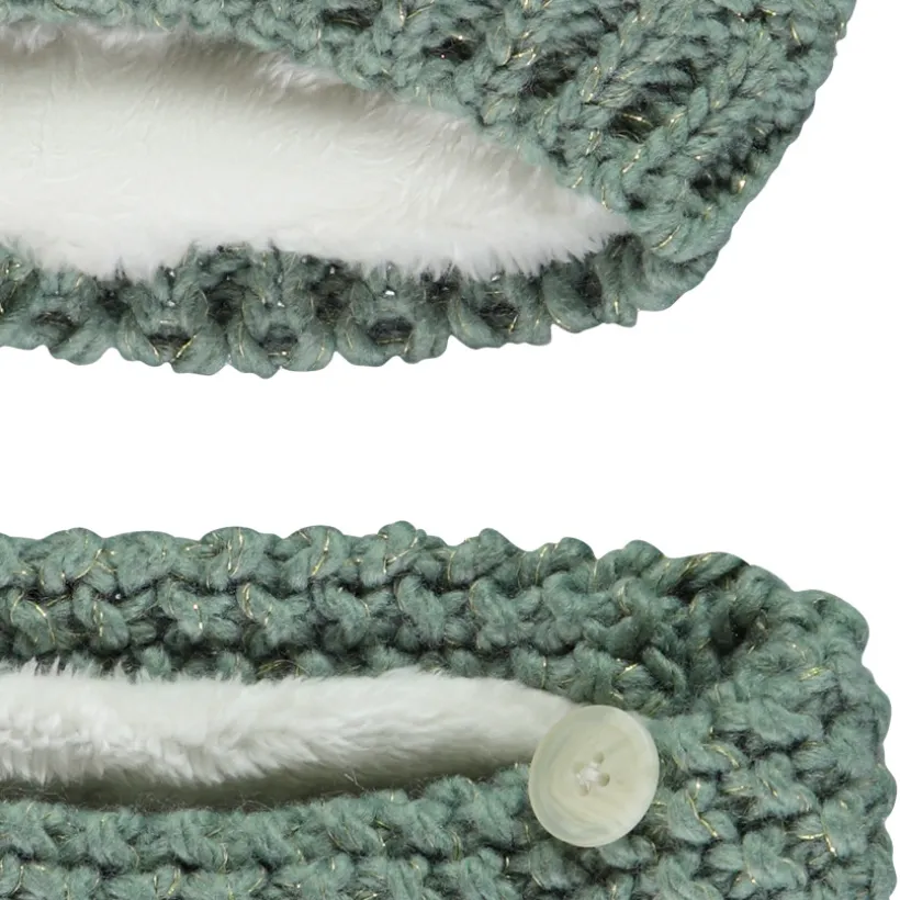 Set bonnet + snood en tricot point de blé et lurex pour fille
