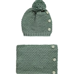 Set bonnet + snood en tricot point de blé et lurex pour fille