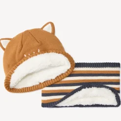 Set bonnet + snood tricot ludique fantaisie pour bébé