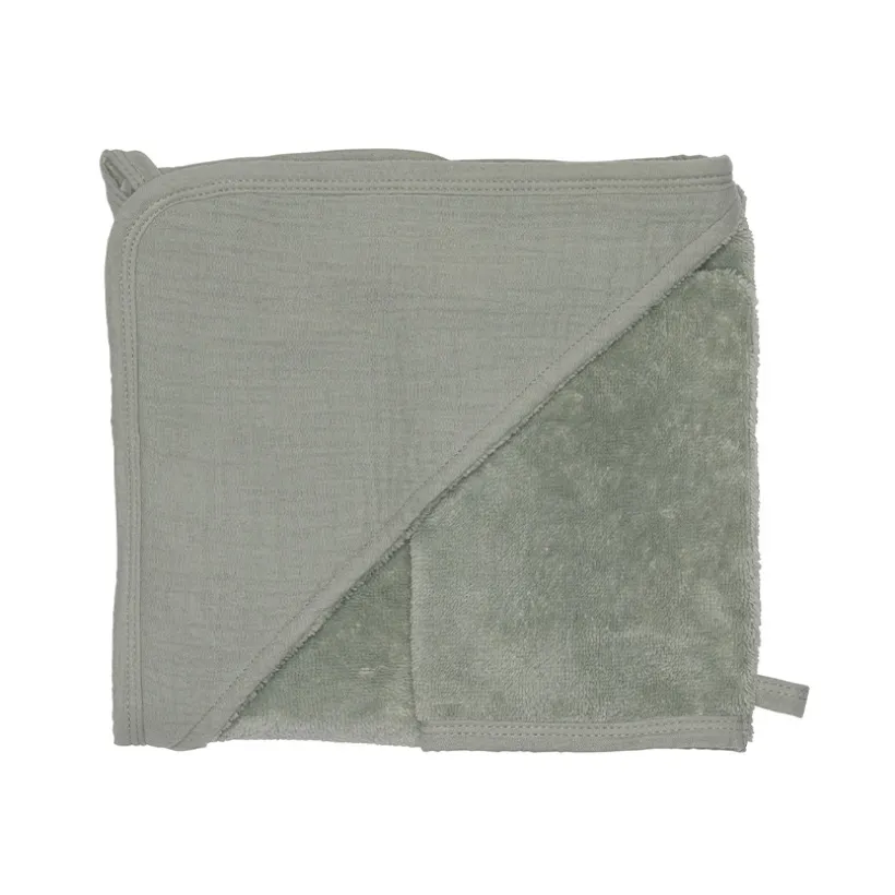 Set cape de bain + gant de toilette - Vert de gris