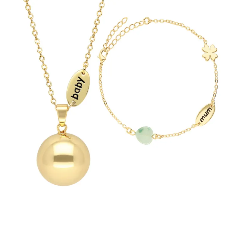 Set collier bola et bracelet à breloques plaqué or