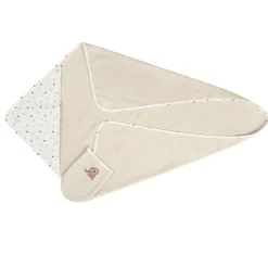Set de bain avec cape et gant de toilette Roi des Forêts beige