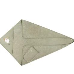 Set de bain avec cape et gant de toilette La Vie à la Ferme vert