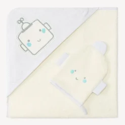 Set de bain cape et gant de toilette motif robot