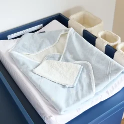 Set de bain cape + gant de toilette en mousseline imprimé fleuri