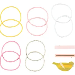 Set de 3 barrettes fantaisie + 10 élastiques unis pour fille