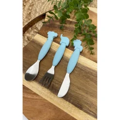 Set de couverts cuillère-fourchette-couteau silicone Bleu