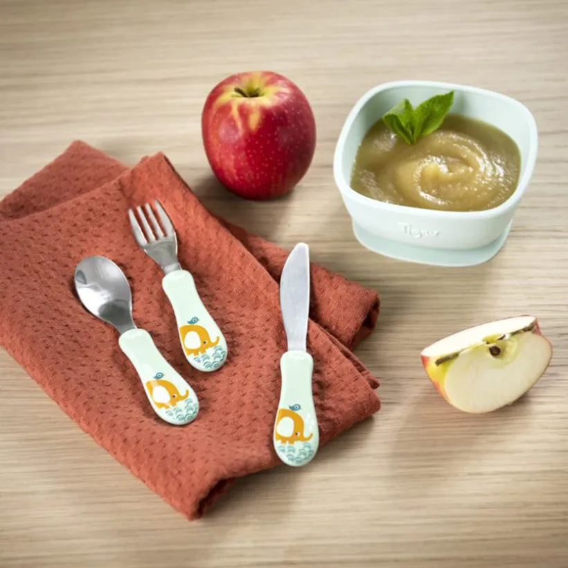Set de 3 couverts en inox Éléphant