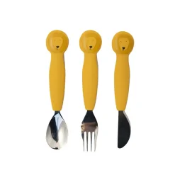 Set de 3 couverts en silicone et acier inoxydable Mr. Lion