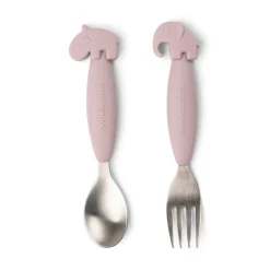 Set de 2 couverts Yummy Deer Friends rose poudré