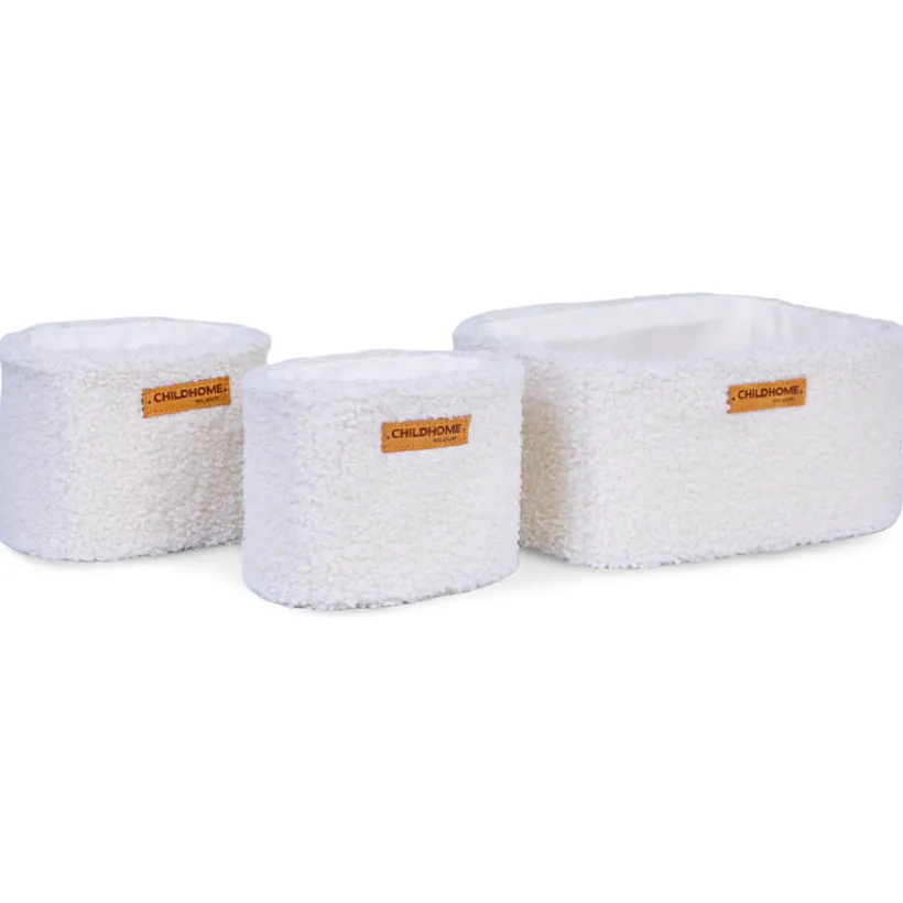 Set de 3 paniers rangement à suspendre Teddy Ecru